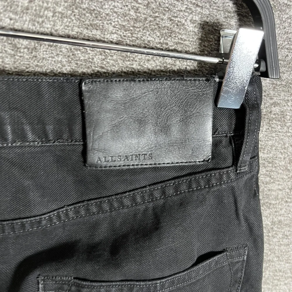AllSaints Pistol Fit Jeans‎ Mens 28x30 Black Dark Wash Skinny Slim Denim Pants